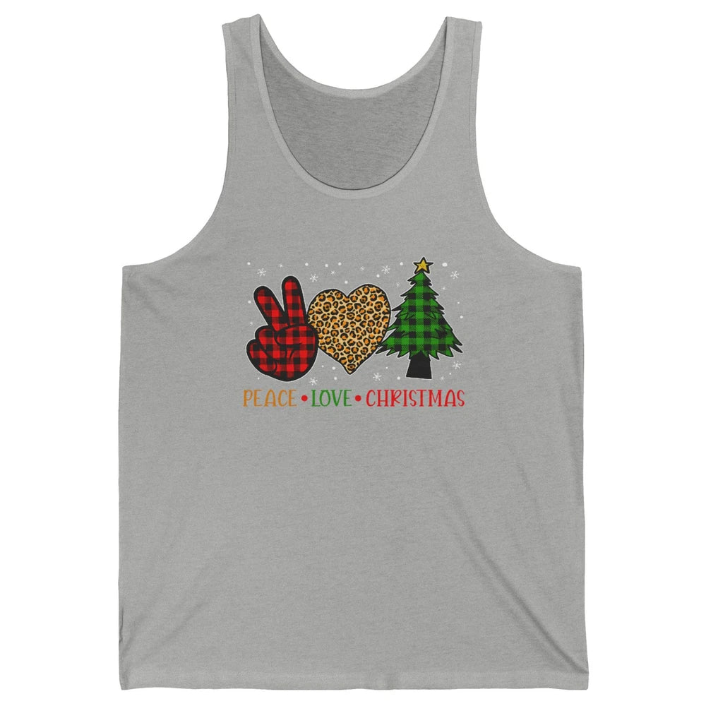 Peace Love Christmas Cute Christmas Heart Plaid Xmas Gift Unisex Jersey Tank