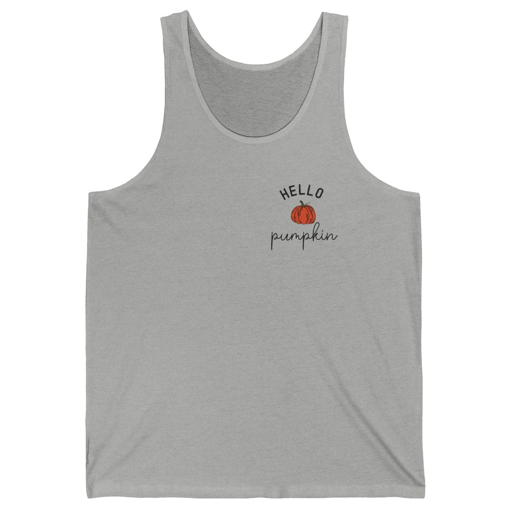 Pumpkin Halloween Hello Pumpkin Fall Thanksgiving Pocket Unisex Jersey Tank