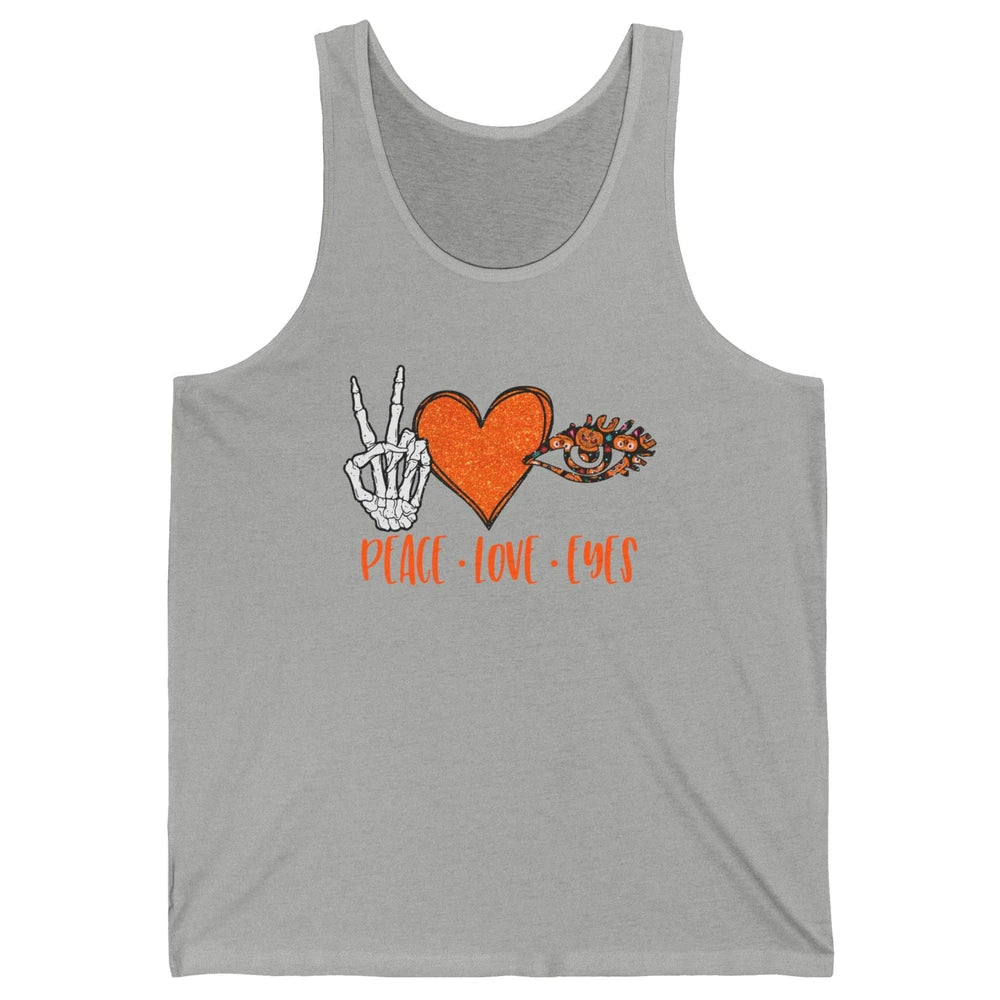Optician Halloween Peace Love Eyes Optometrist Pumpkin Gift Unisex Jersey Tank