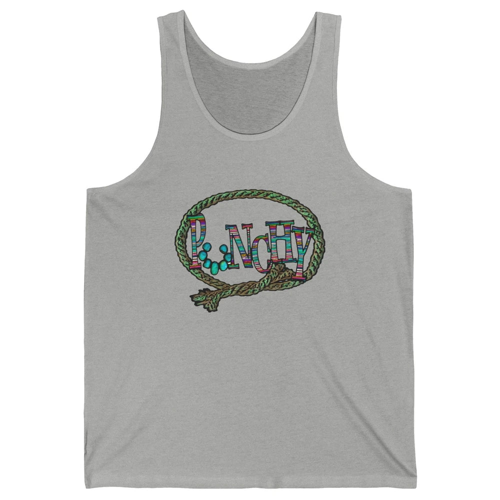 Retro Cowgirl Punchy Cowhide Turquoise Lasso Western Cowboy Unisex Jersey Tank