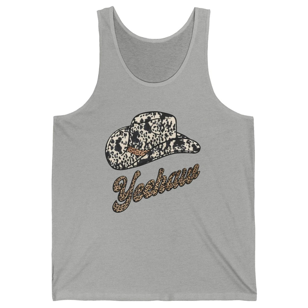 Retro Cowboy Yeehaw Leopard Howdy Hat Western Cowgirls Gift Unisex Jersey Tank