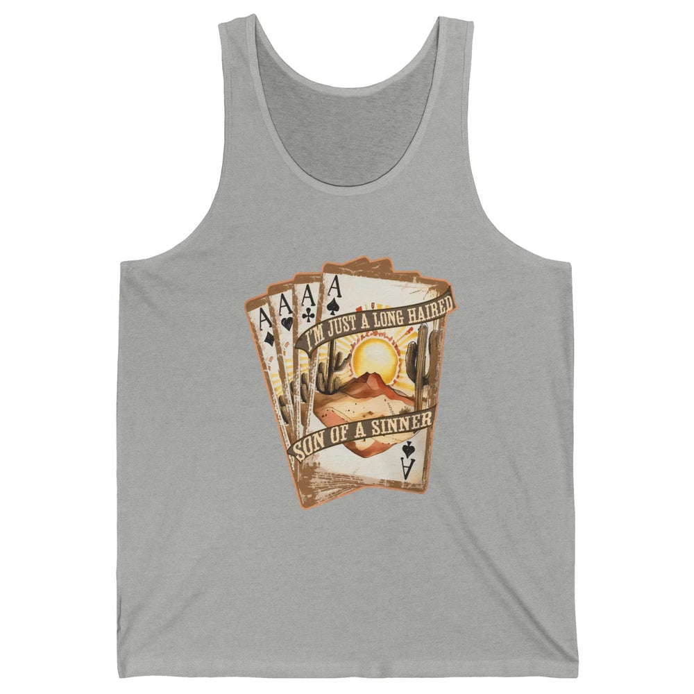 Retro Desert Sunset Long Haired Son Of Sinner Cards Western Unisex Jersey Tank