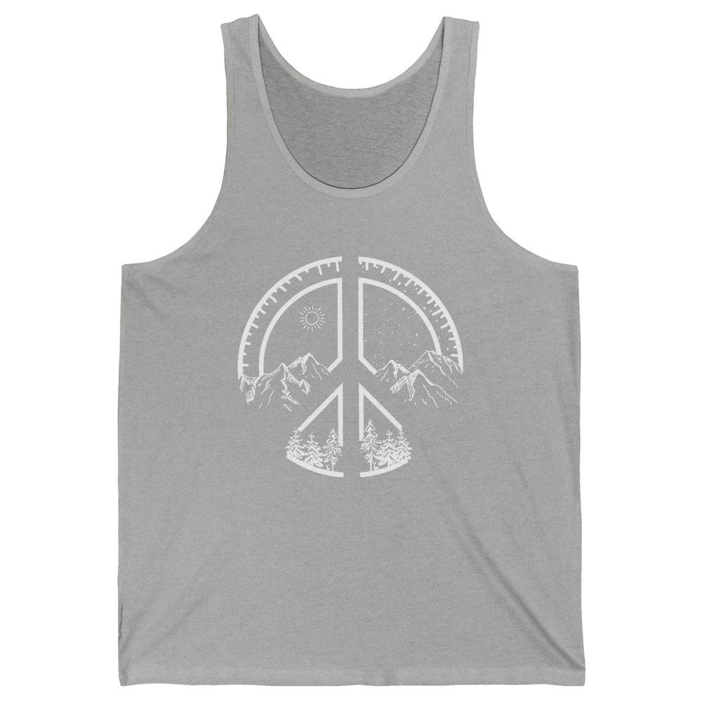 Peace Love Hiking Mountain Hikers Exploring Nature Camping Unisex Jersey Tank