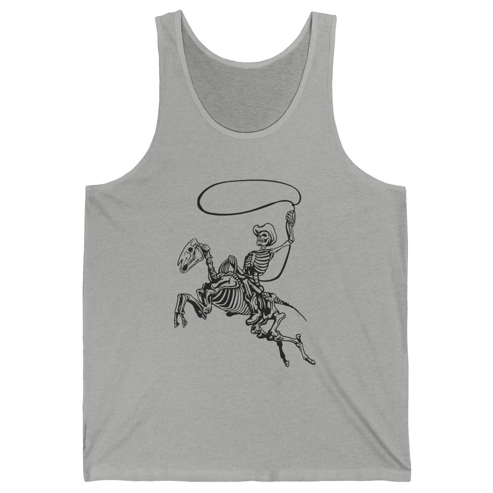 Retro Cowboy Skeleton Lassoing Western Country Horse Lovers Unisex Jersey Tank