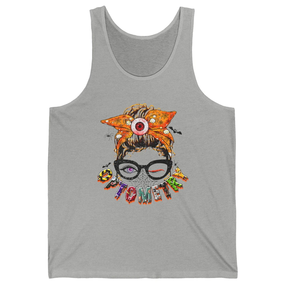 Optometry Messy Bun Glasses Halloween Optometrist Optician Unisex Jersey Tank
