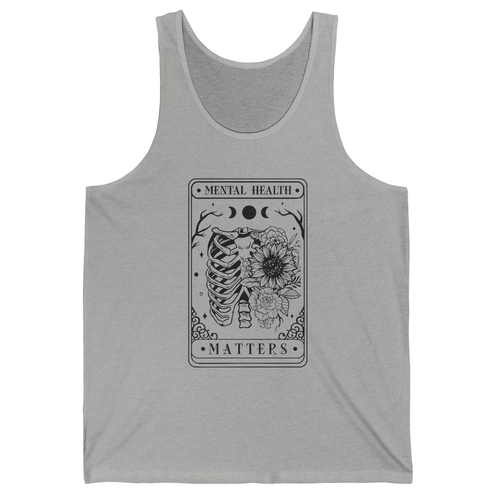 Floral Rib Cage Mental Health Matters Tarot Card Halloween Unisex Jersey Tank