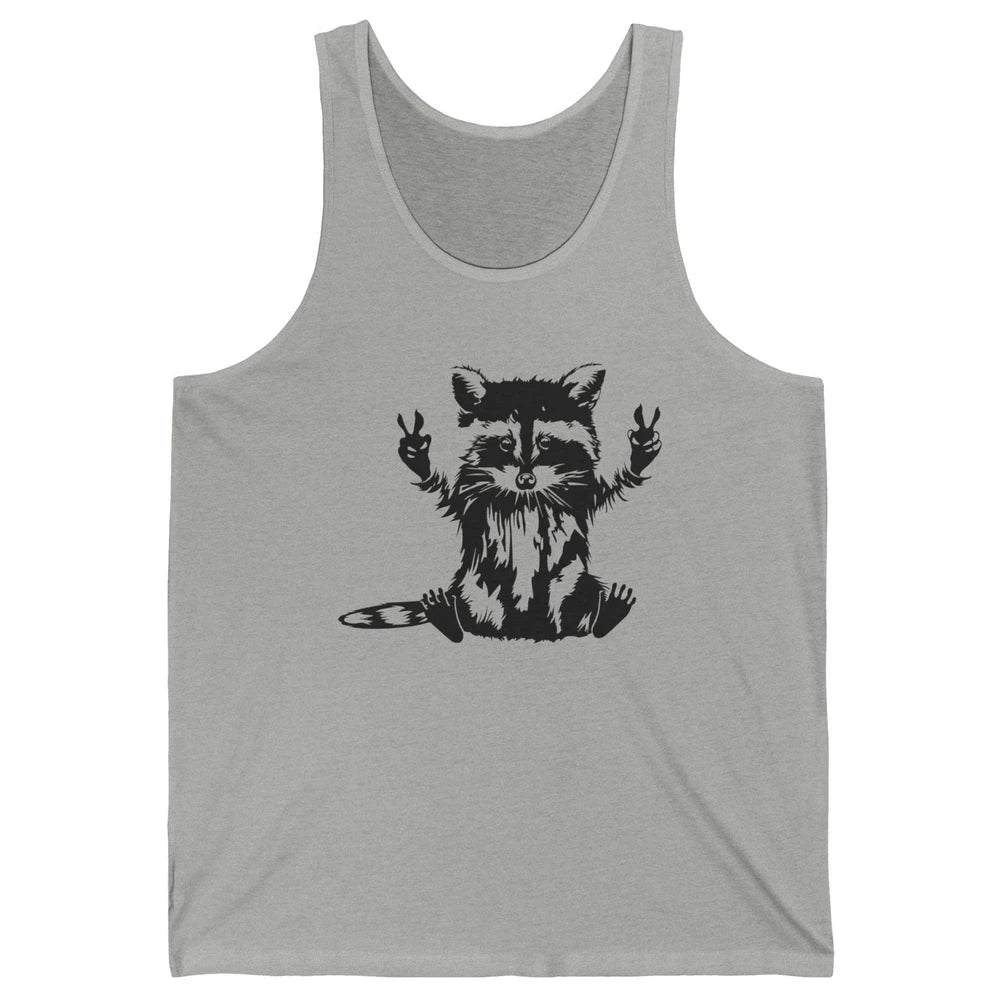 Funny Racoon Peace Sign Trashed Racoon Panda Lovers Gift Unisex Jersey Tank