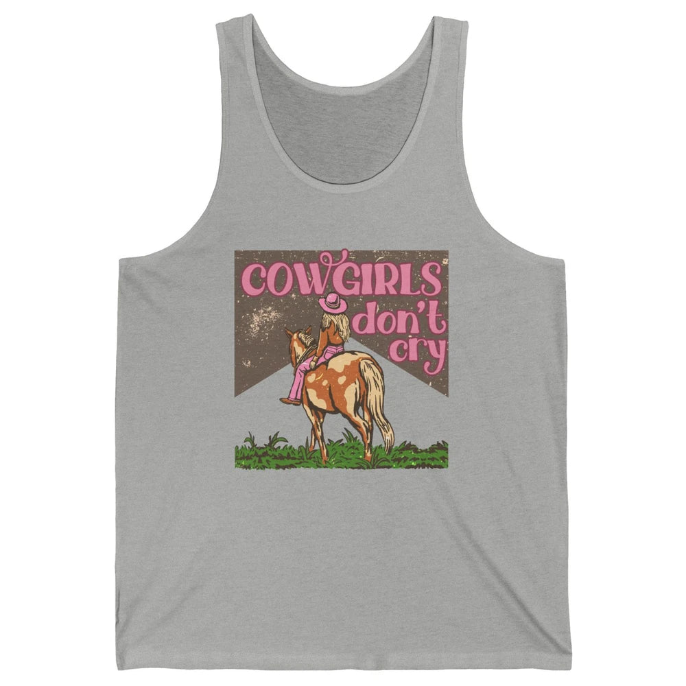 Retro Cowgirls Don't Cry Pink Horseback Rider Western Cowboy Unisex Jersey Tank