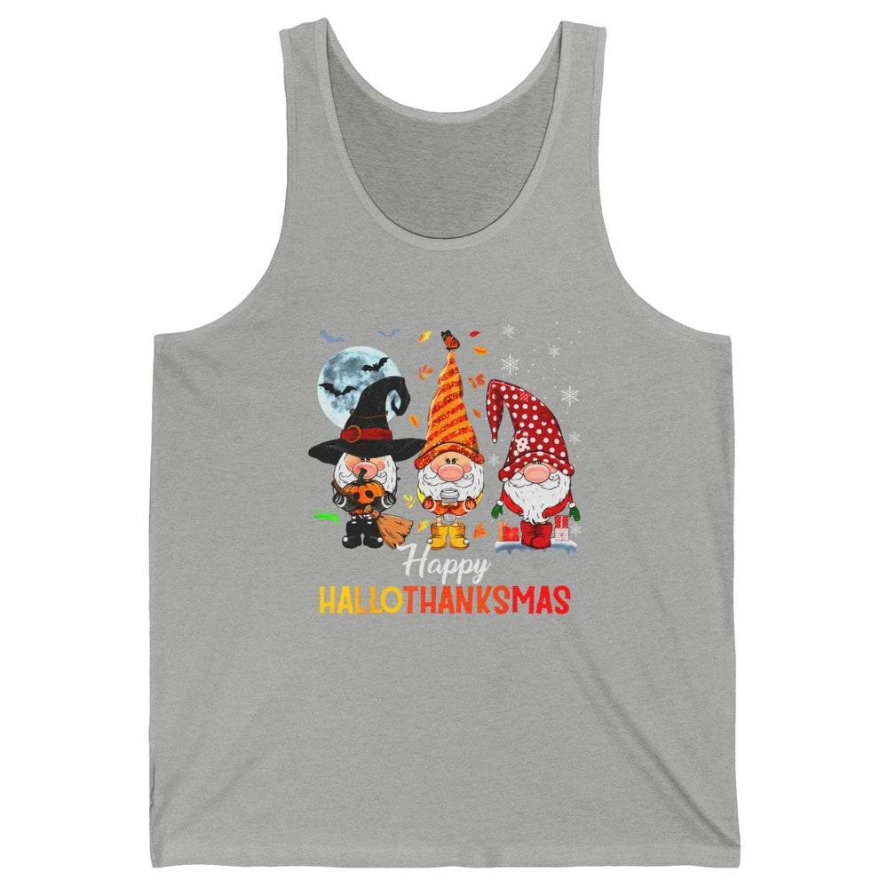 Funny Pumpkin Gnomes Hallo-thank-mas Thanksgiving Christmas Unisex Jersey Tank