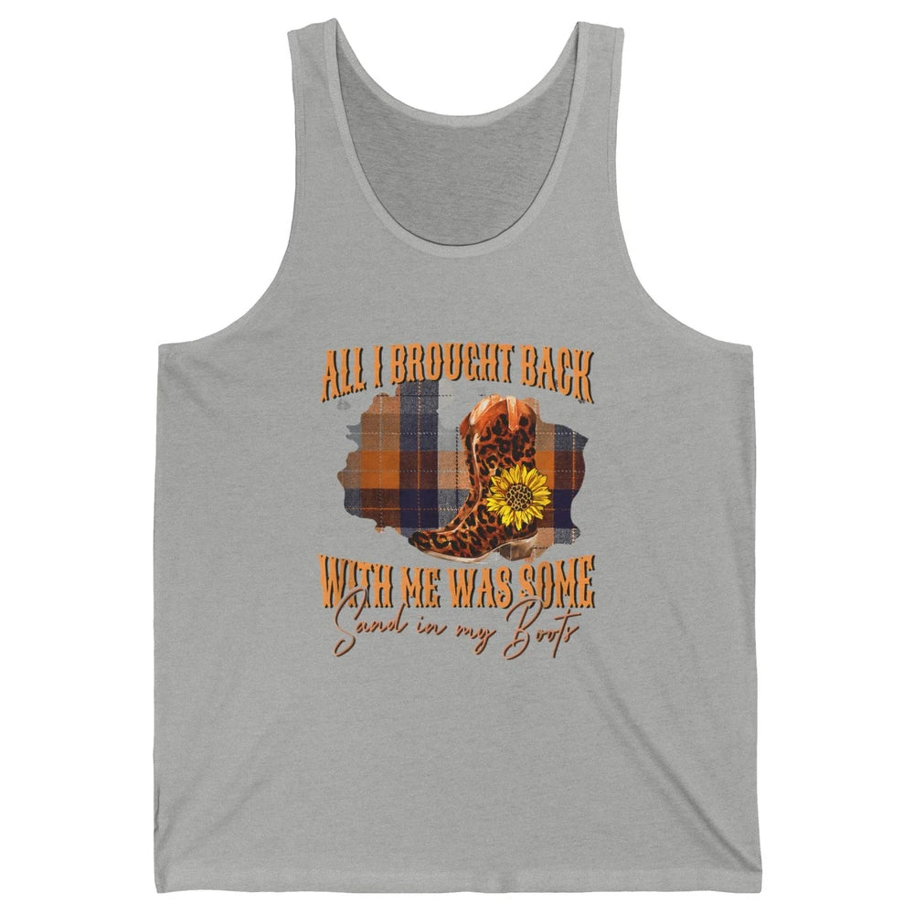 Sand In My Boots Western Country Music Cowboy Cowgirl Hat And Leopard Boots Floral Vintage Howdy Rodeo Unisex Jersey Tank