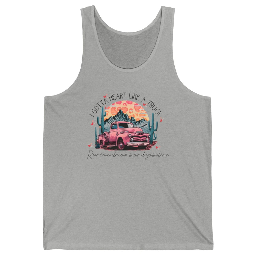Retro Desert Cactus Got A Heart Like Truck Western Valentine Unisex Jersey Tank