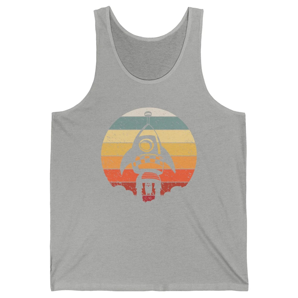 Retro Astronaut Spaceship Spacecraft Spaceman Rocket Launch Unisex Jersey Tank