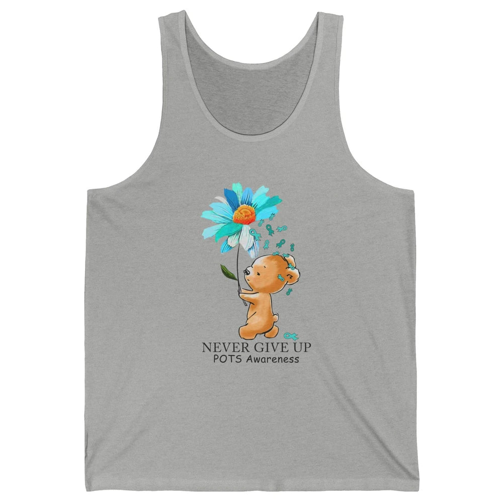POTS Awareness Keep Going Daisy Bear Turquoise Sunflower Unisex Jersey Tank
