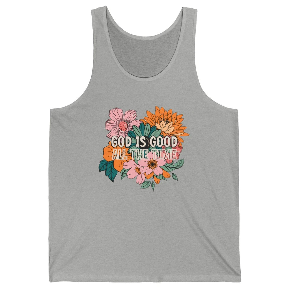 Retro God Is Good All The Time Floral Christian Bible Verse Unisex Jersey Tank