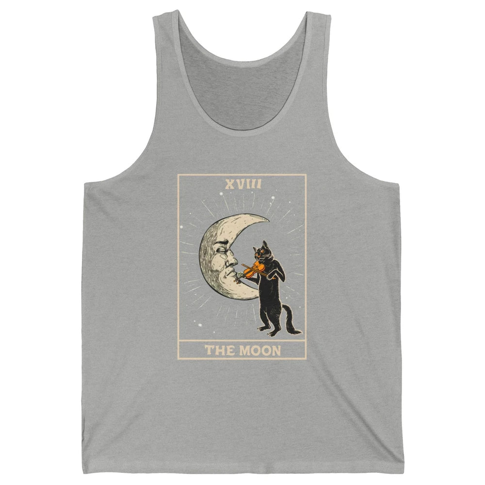 Retro Halloween Cat Guitarist The Moon Tarot Card Witchcraft Unisex Jersey Tank