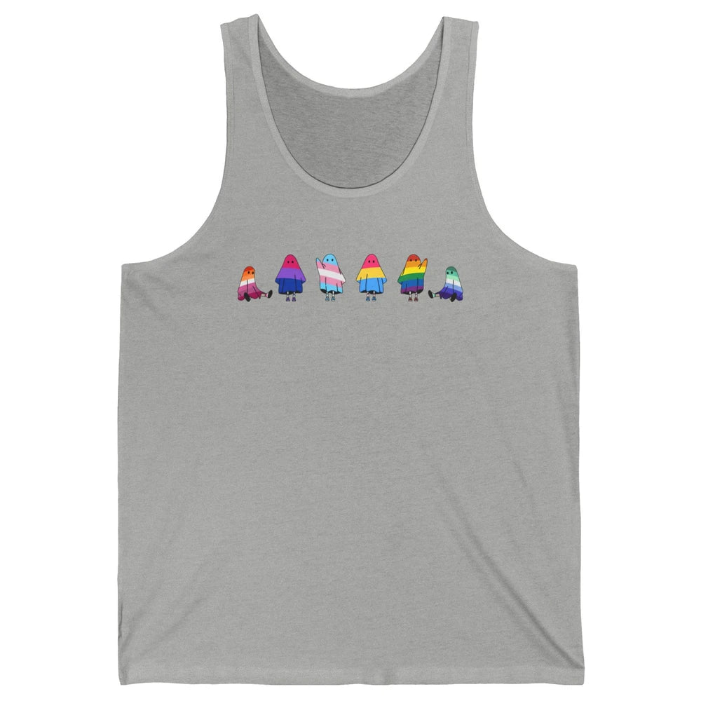 Cute Gay Baby Ghosts Spooky LGBTQ Lesbian Gay Pride Month Unisex Jersey Tank