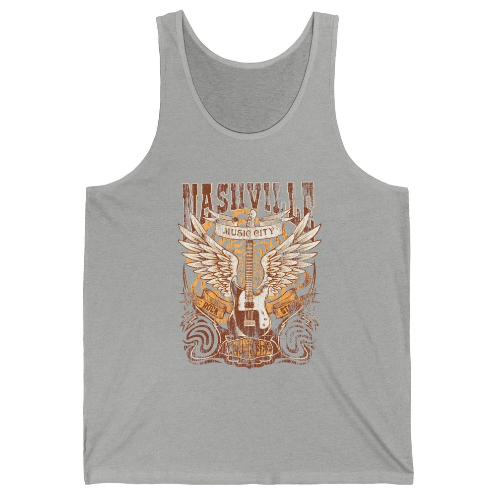 Retro Guitar Nashville Music City Western Country Music Unisex Jersey Tank