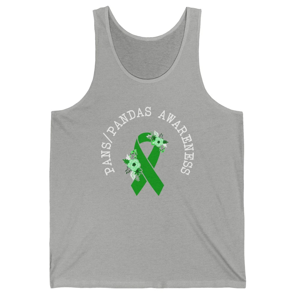 PANS/PANDAS Awareness Floral Green Ribbon Pans Disease Unisex Jersey Tank