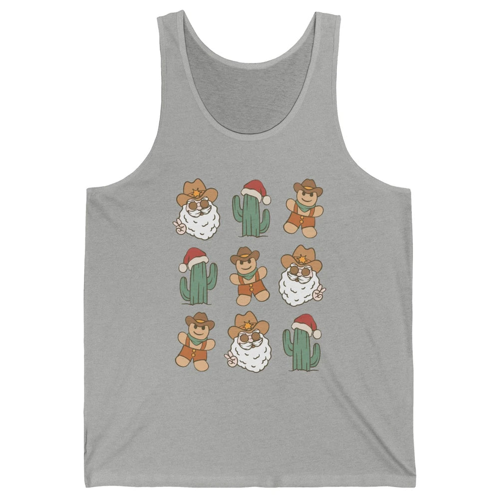 Cowboy Santa Gingerbread Desert Cactus Western Country Xmas Unisex Jersey Tank