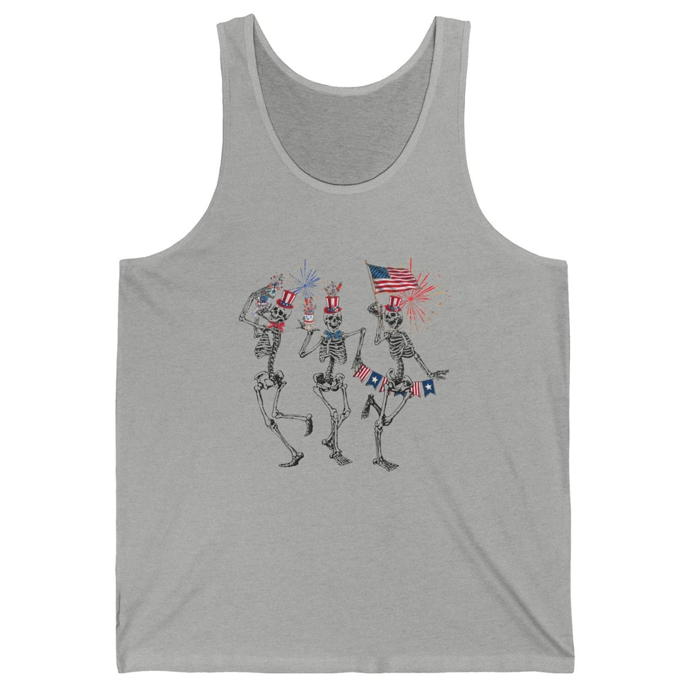 4th July Independence Day Dancing Skeletons America Flag Unisex Jersey Tank