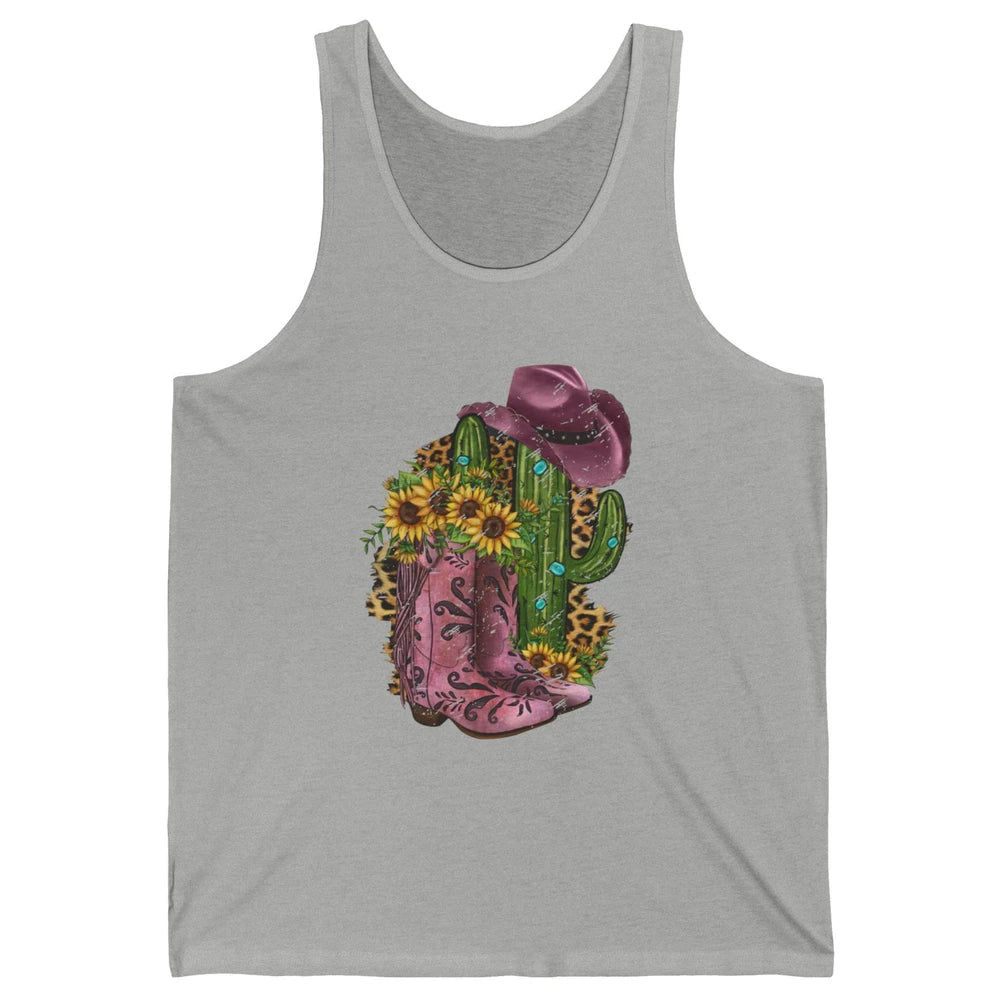 Retro Cowboy Boots & Hat Sunflower Let's Go Girls Cowgirls Unisex Jersey Tank