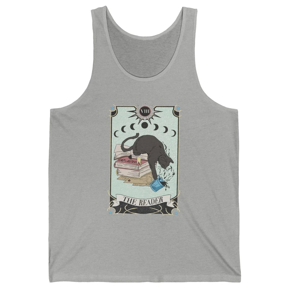 Retro Cat Books The Reader Tarot Card Halloween Reading Gift Unisex Jersey Tank