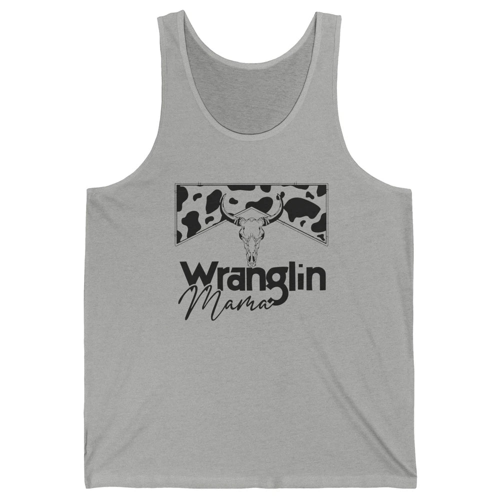 Retro Cowhide Bull Skull Wrangling Mama Western Country Girl Unisex Jersey Tank