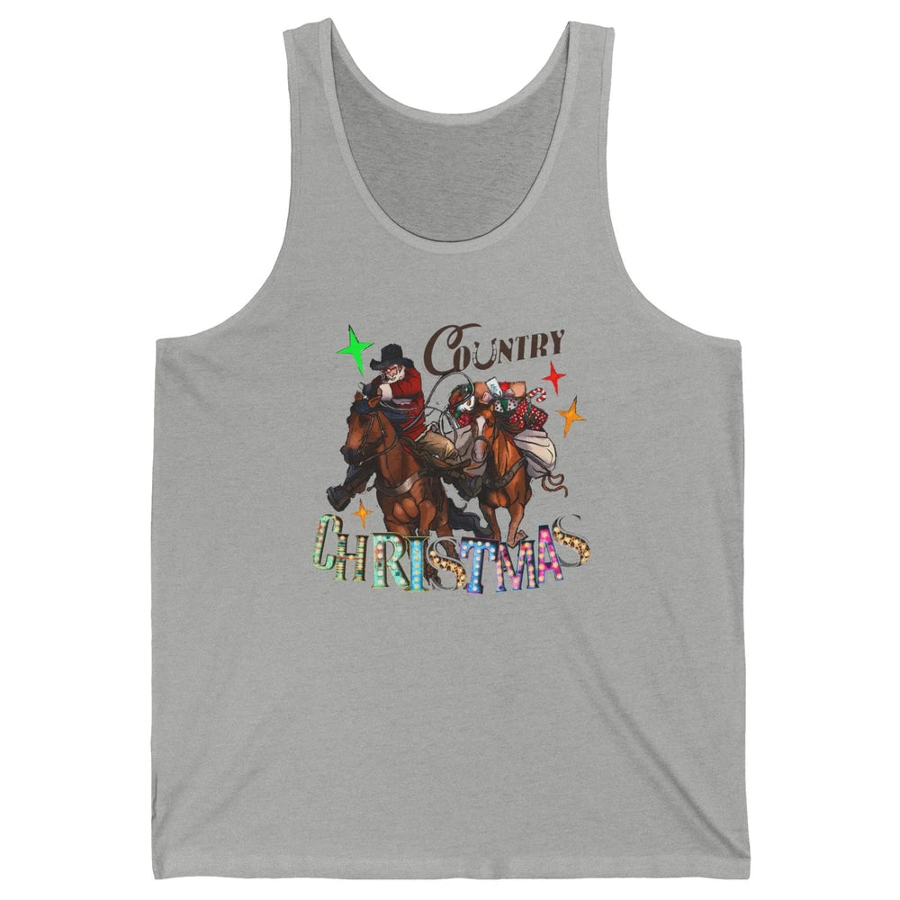 Santa Claus Country Christmas Y'all Western Country Cowboy Unisex Jersey Tank