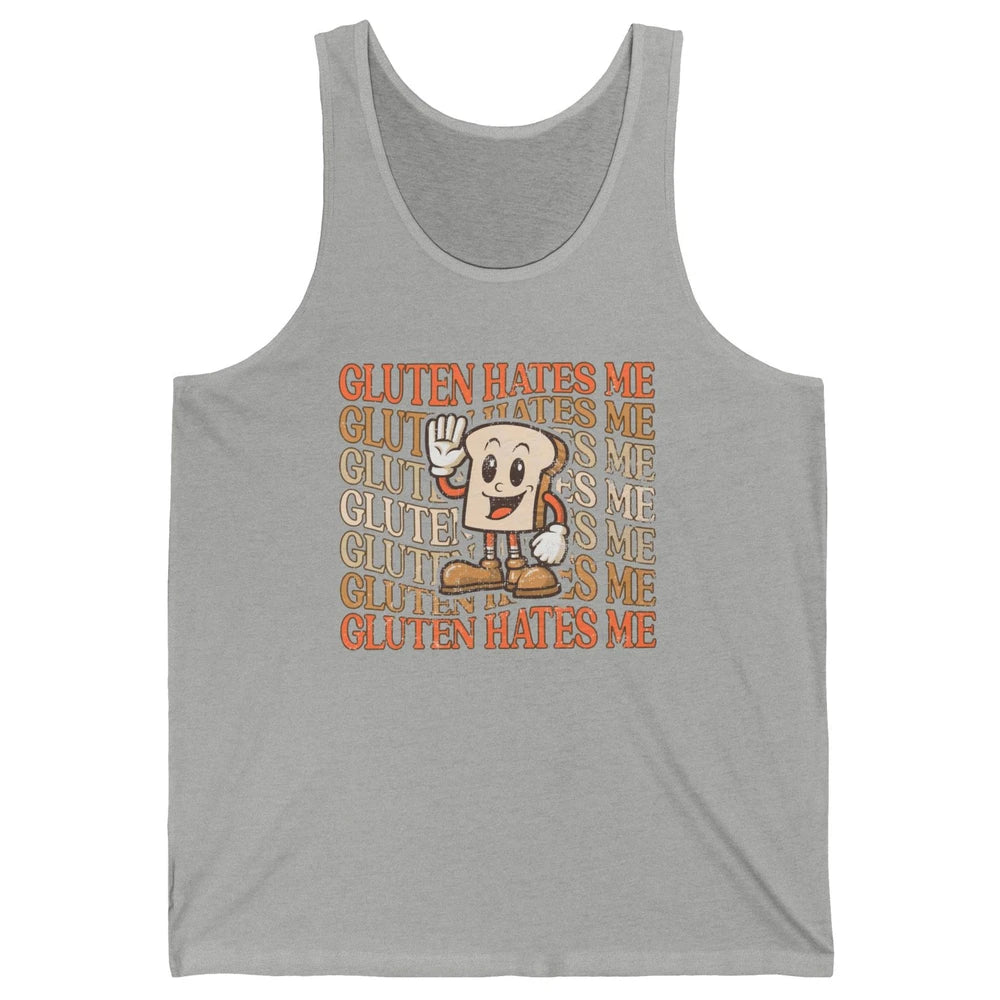 Funny Gluten Hates Me Retro Gluten Free Bread Celiac Disease Unisex Jersey Tank