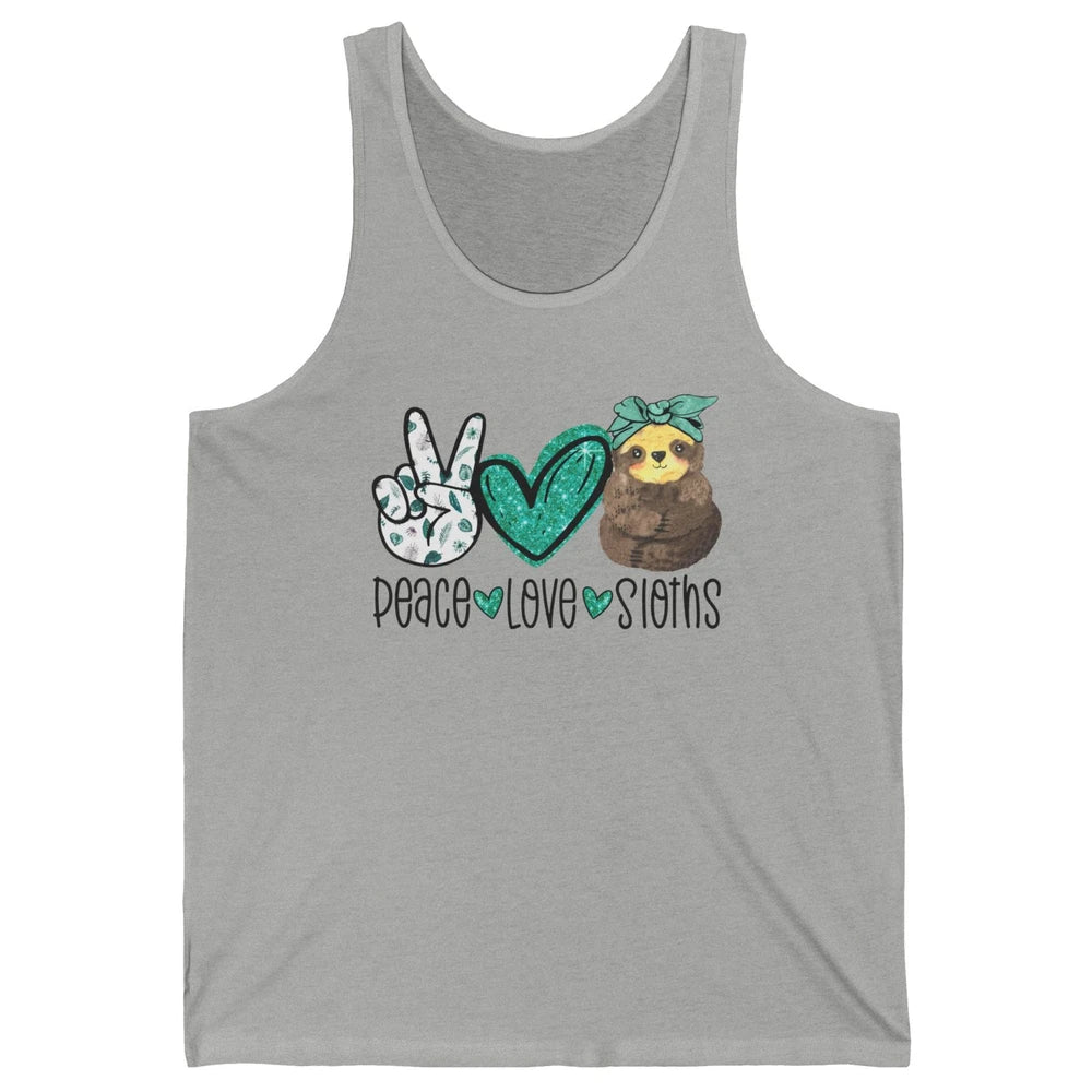 Peace Love Sloths Cute Baby Sloth With Bandana Sloth Lovers Unisex Jersey Tank
