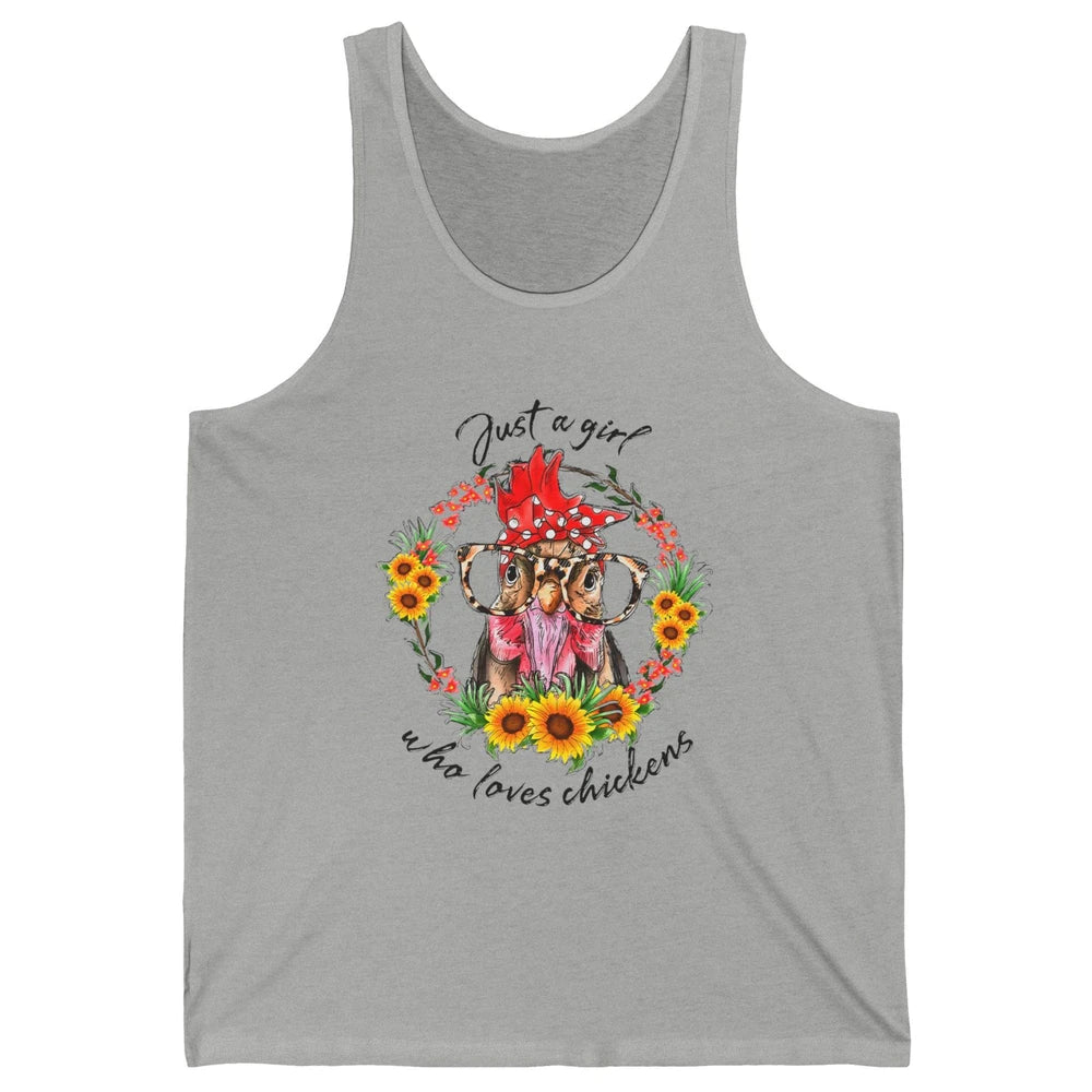 Retro Just Girl Loves Chickens Flower Chicken Farm Animal Unisex Jersey Tank