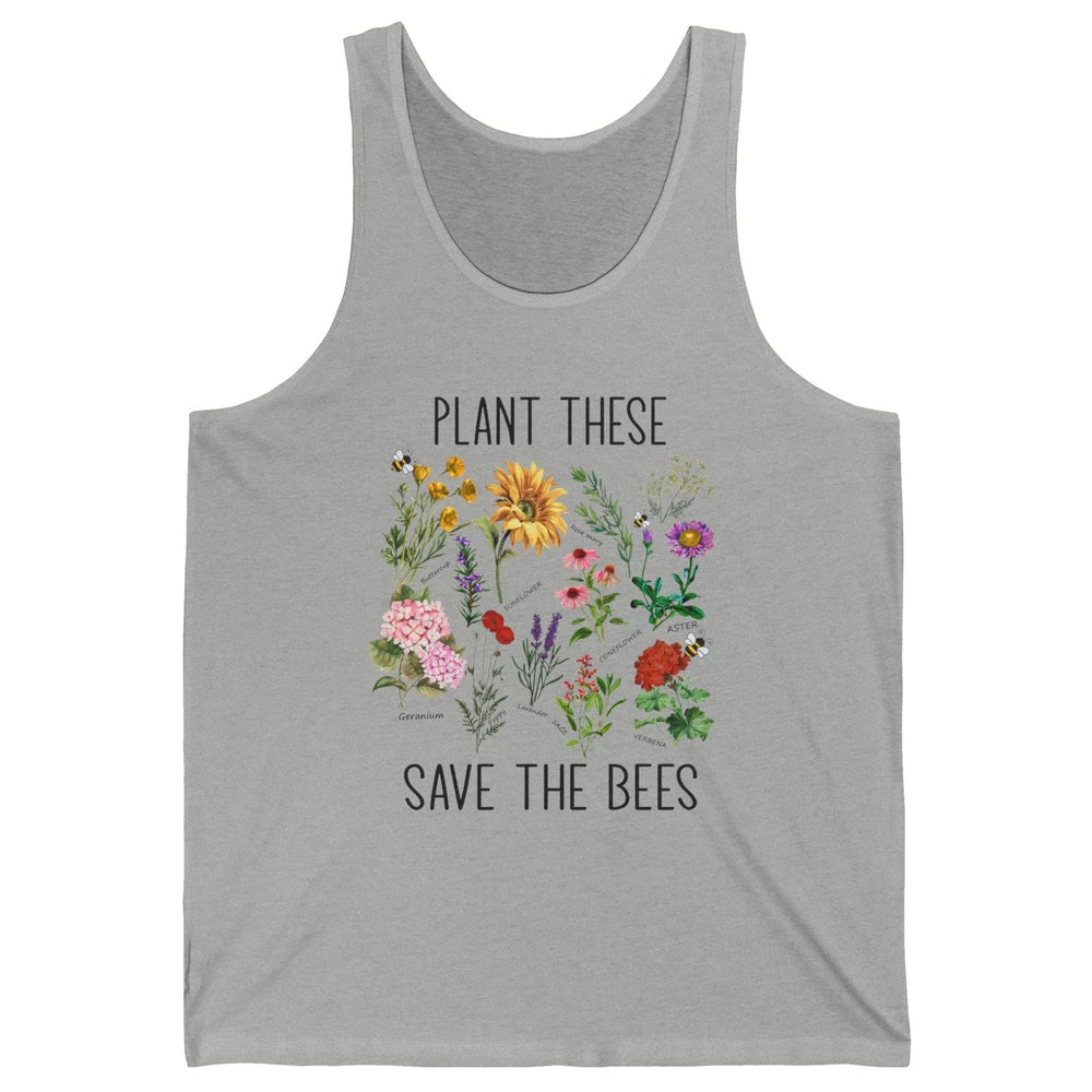 Retro Plant These Save The Bees Flowers Gardening Lover Gift Unisex Jersey Tank