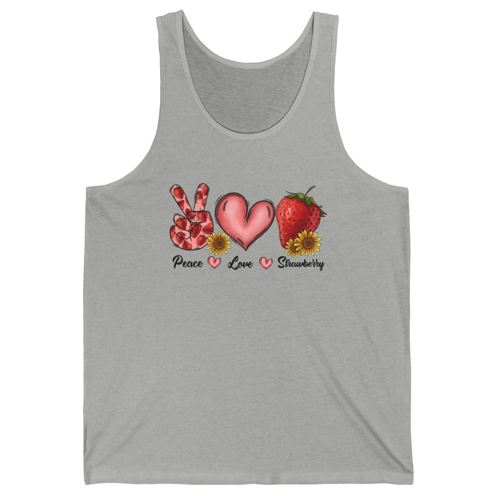 Peace Love Strawberry Strawberries Lover Strawberry Festival Unisex Jersey Tank
