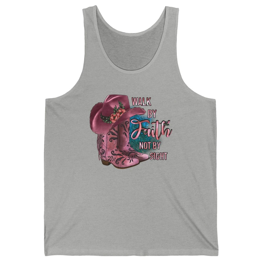 Retro Cowboy Boot Walk By Faith Not By Sight Western Cowgirl Unisex Jersey Tank