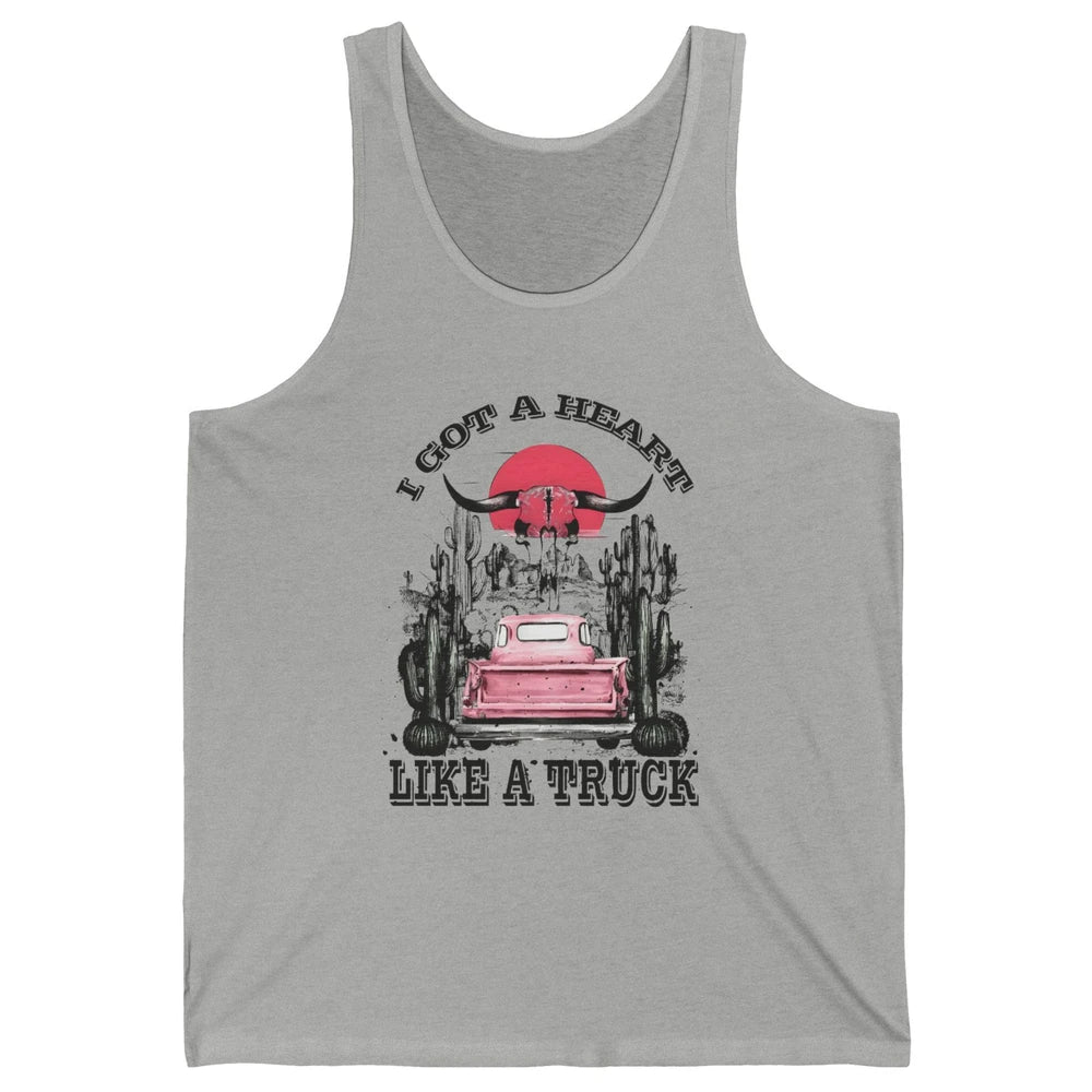 Retro Boho Bull Skull Got Heart Like A Truck Western Country Unisex Jersey Tank