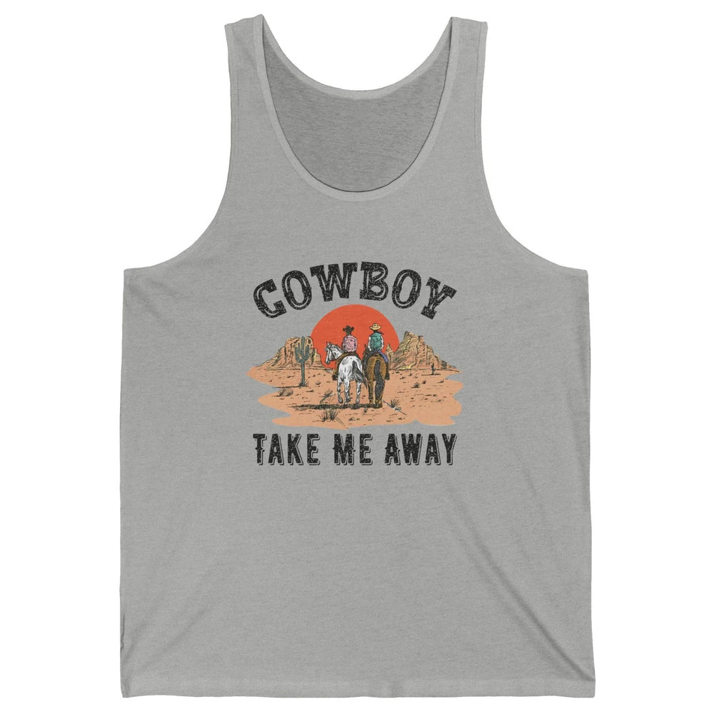 Retro Desert Sunset Cowboy Take Me Away Western Country Unisex Jersey Tank