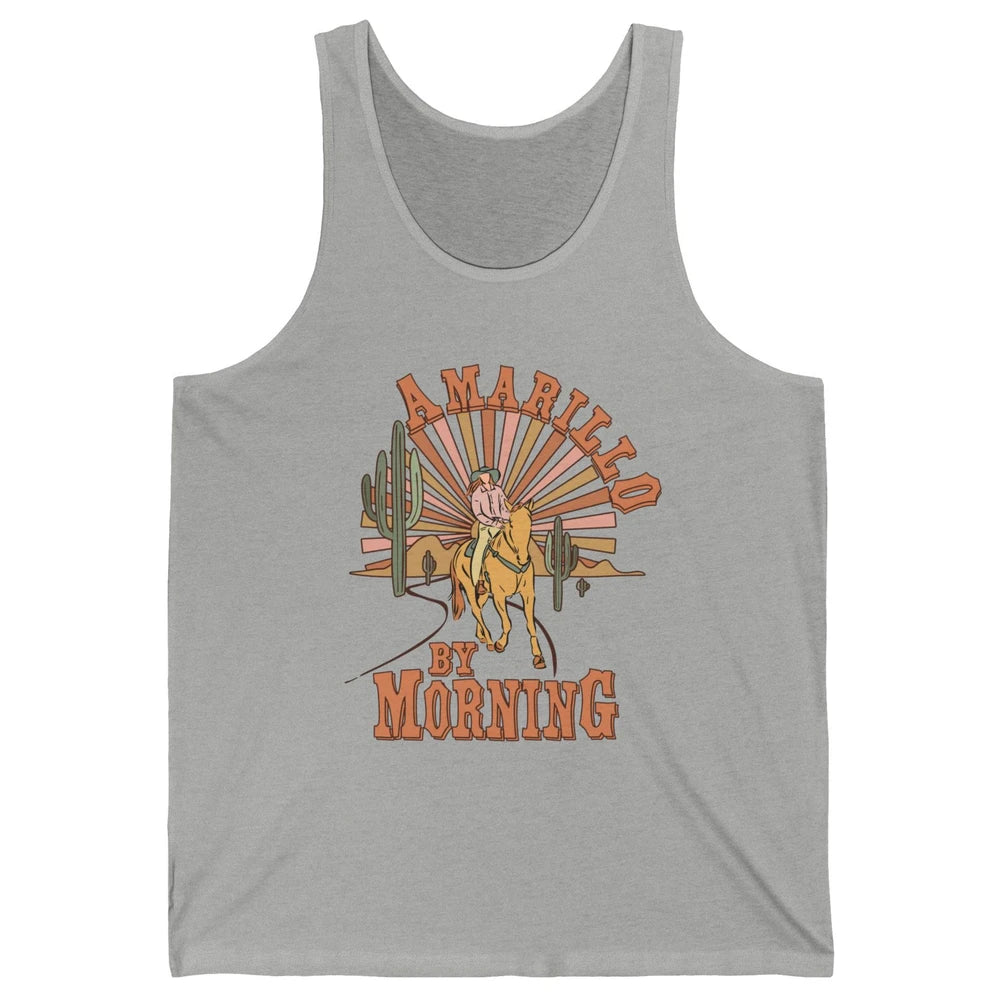 Retro Desert Cowboy Riding Horse Amarillo By Morning Western Unisex Jersey Tank