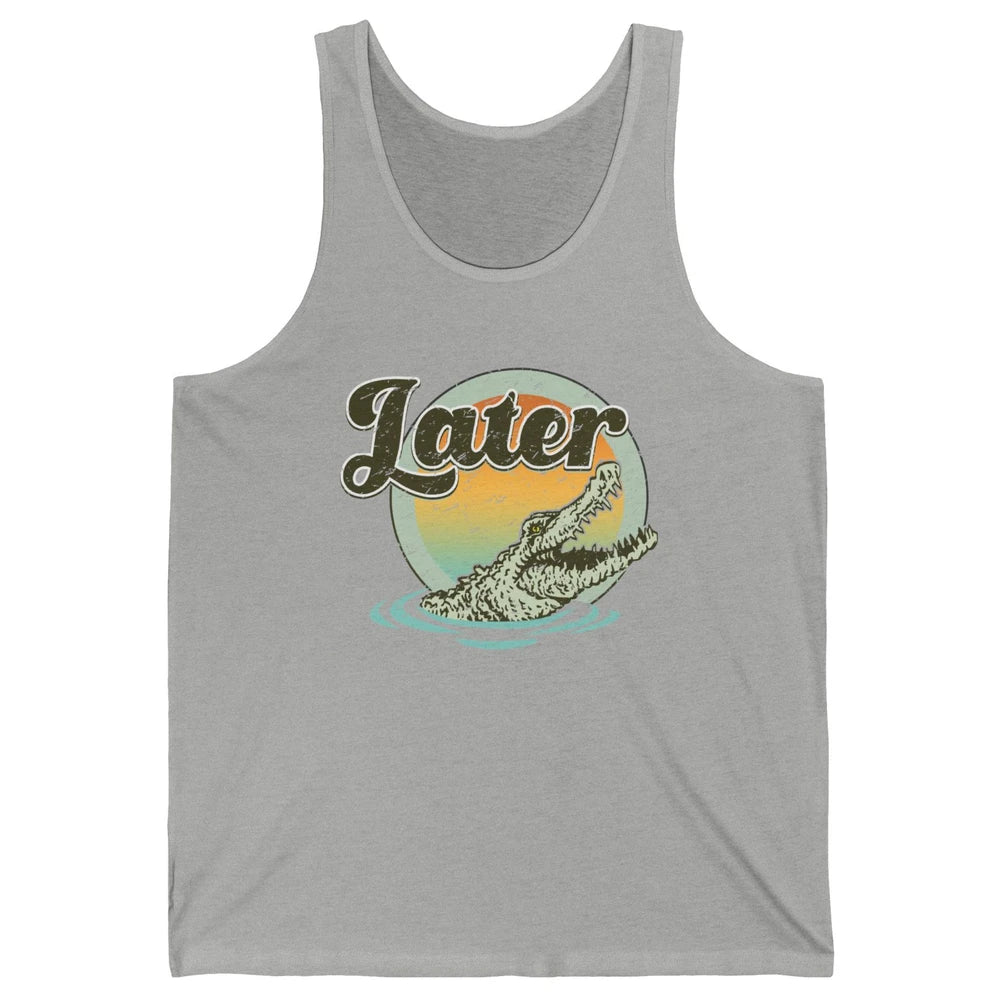 Retro Crocodile Later Take Sunset Nature Lazy Crocodile Gift Unisex Jersey Tank