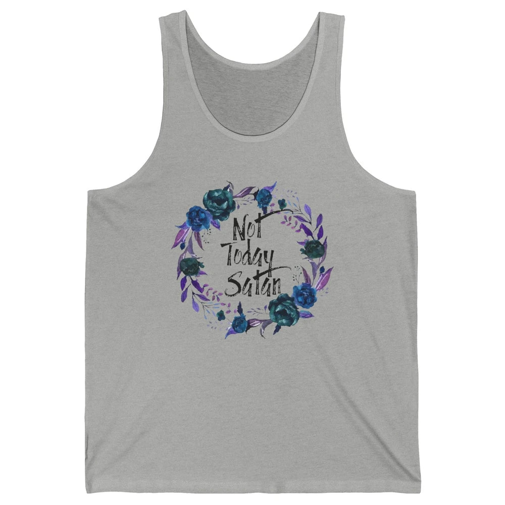 Retro Floral Not Today Satan Jesus Cross Christian Religious Unisex Jersey Tank