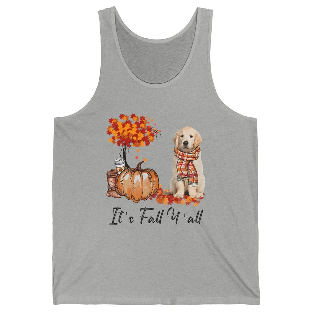 Golden Retriever Pumpkin Happy Fall Yall Autumn Thanksgiving Unisex Jersey Tank