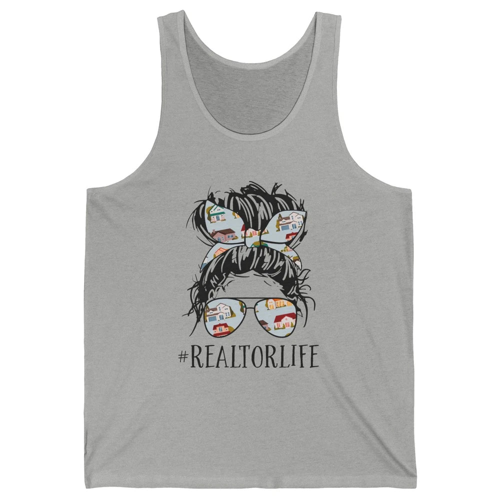 Realtor Life Messy Bun Real Estate Agent Housing Investment Unisex Jersey Tank