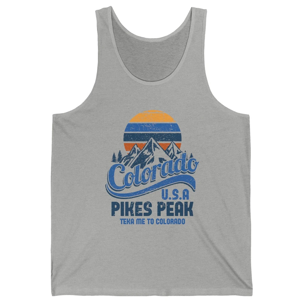 Retro Colorado Mountain Pikes Peak Sunset Outdoor Hiking Unisex Jersey Tank