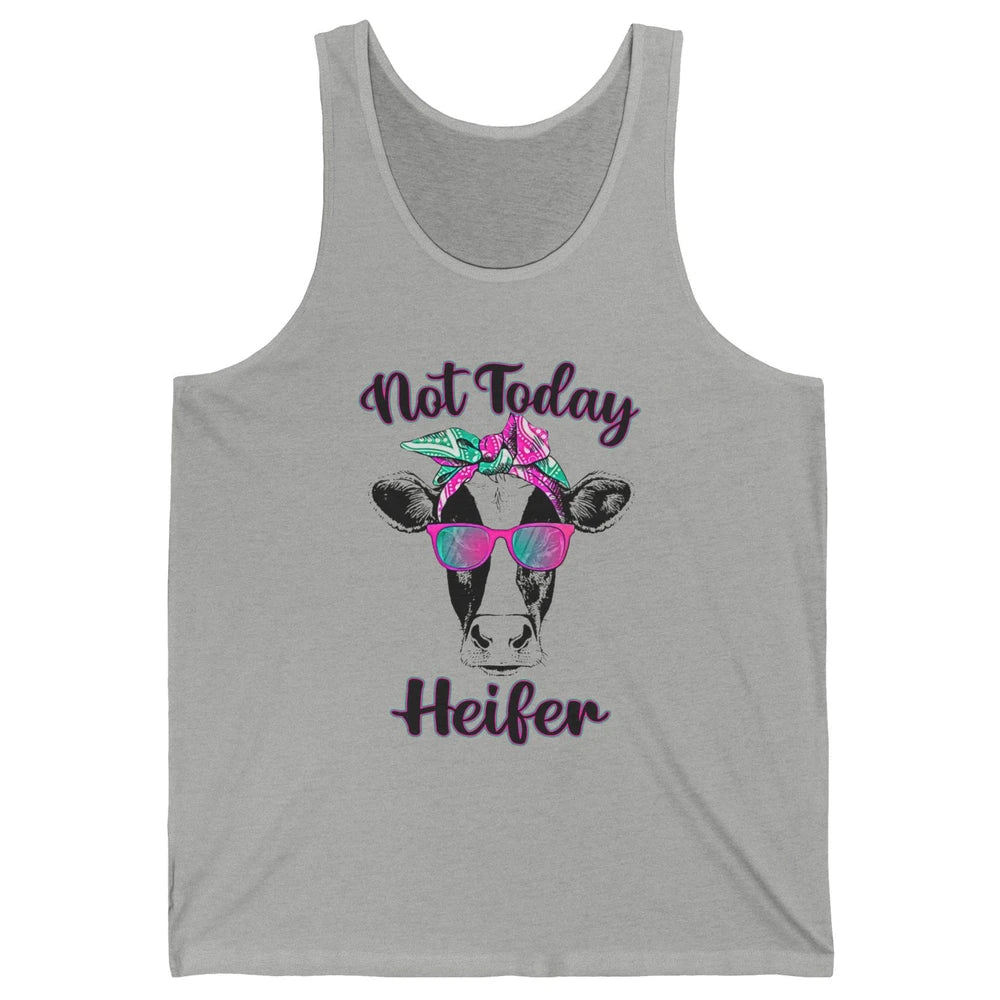 Not Today Heifer Funny Cow With Glasses Bandana Heifer Lover Unisex Jersey Tank
