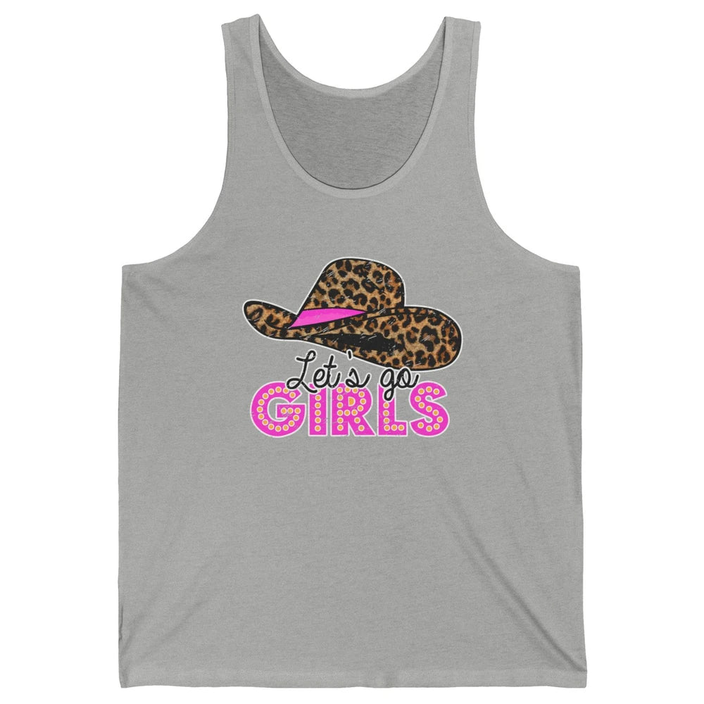 Vintage Leopard Cowgirl Hat Let's Go Girls Western Country Unisex Jersey Tank