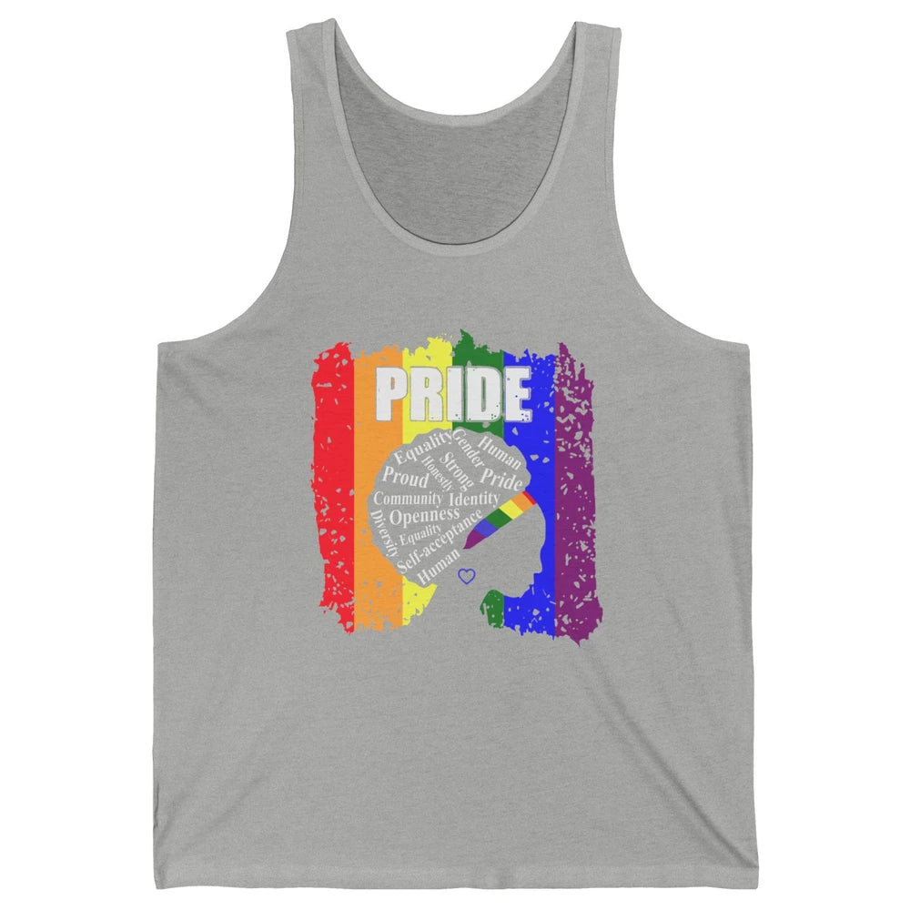 Proud Afro Girl Gay Pride Month Equality Unisex Jersey Tank