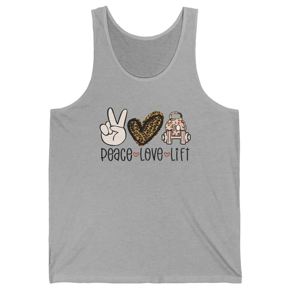 Peace Love Lift Leopard Fitness Workout Gym Trainer Gift Unisex Jersey Tank