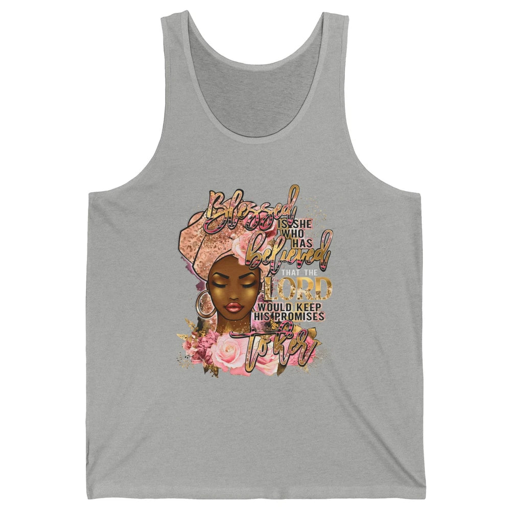Afro Woman Blessed Is She Who Believed God African Christian Unisex Jersey Tank