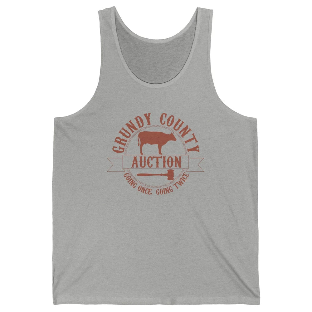 Retro Cow Cattle Grundy County Auction Western Country Farm Unisex Jersey Tank