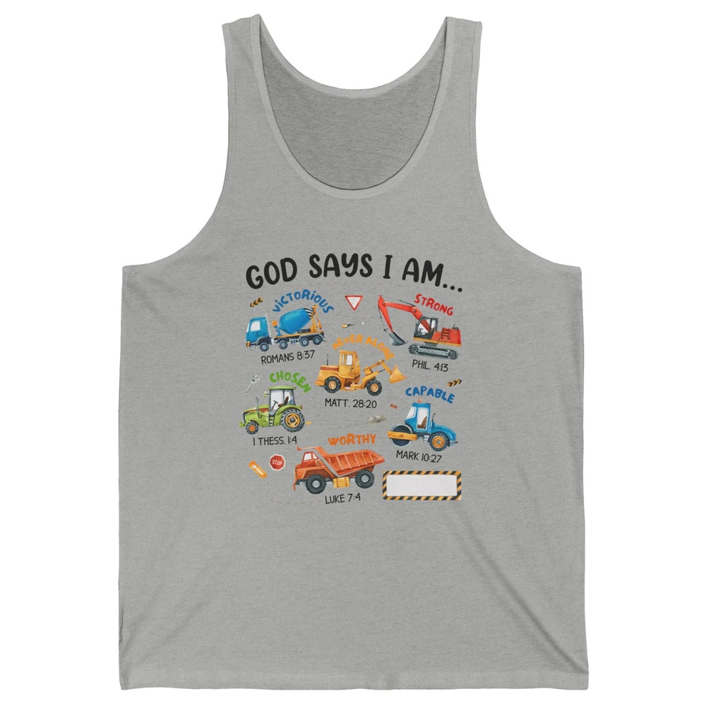 Construction Boy Christian God Say I'm Bible Verse Religious Unisex Jersey Tank