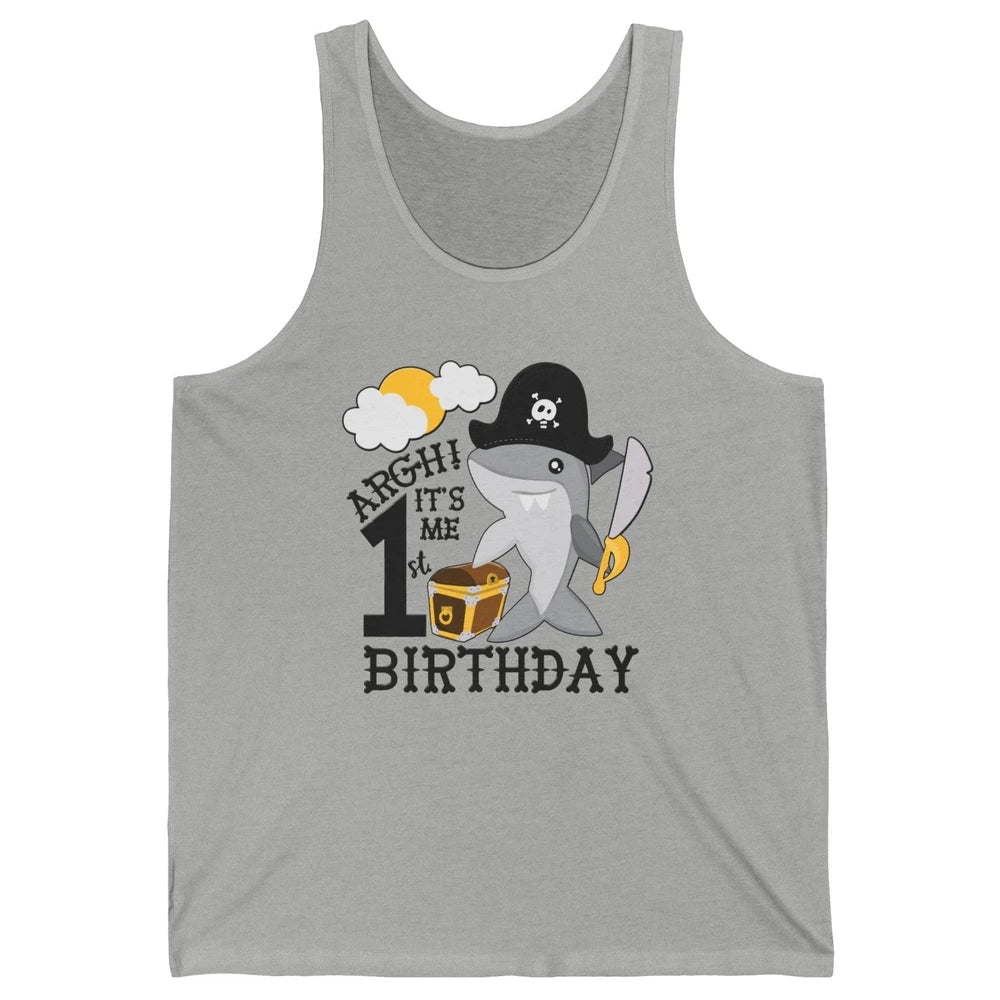 Pirate Shark 1st Birthday Party 1st Birthday Boy Girl Gift Unisex Jersey Tank